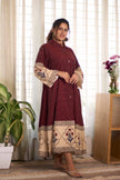 Bagru Ikat Wine  Dress