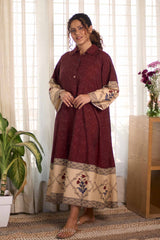 Bagru Ikat Wine  Dress