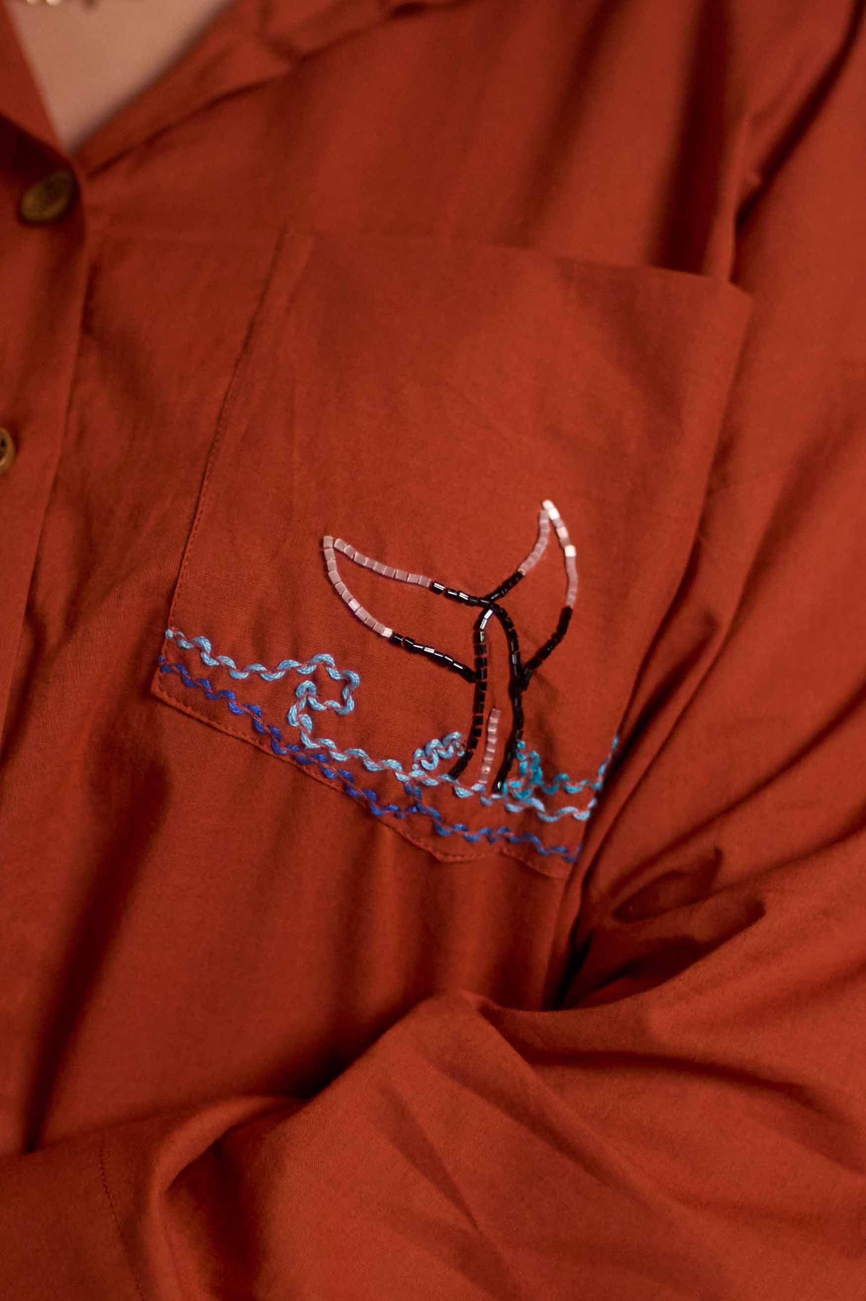 Killer Whale Hand-Embroidered Shirt
