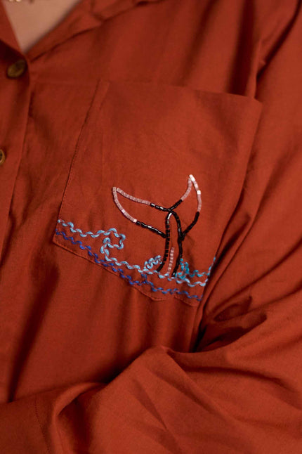 Killer Whale Hand-Embroidered Shirt