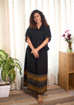 Ikat Yellow Black Skirt  Sets