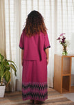 Ikat Pink Black Skirt Set