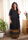 Ikat Yellow Black Skirt  Sets