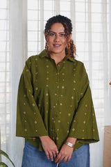 Olive Green Jamdani Buti Shirt