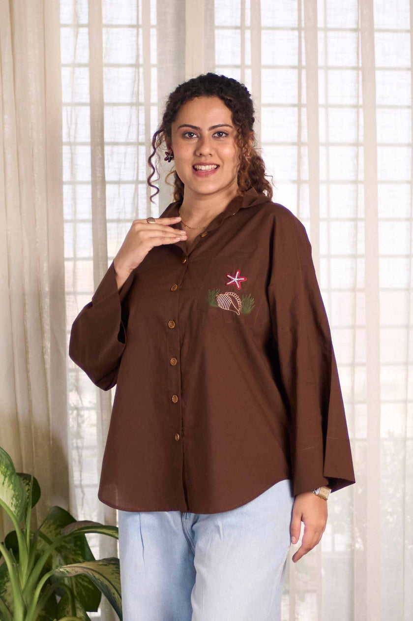 Soft Reef Hand-Embroidered Shirt