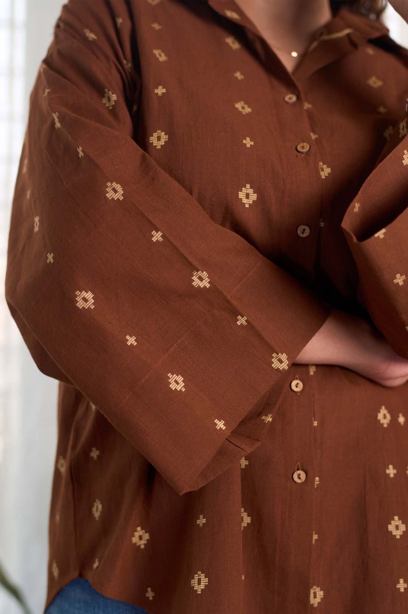 Brown Jamdani Buti Shirt