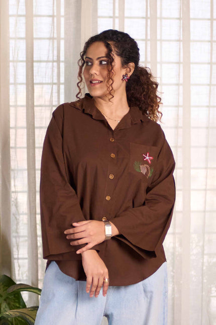 Soft Reef Hand-Embroidered Shirt