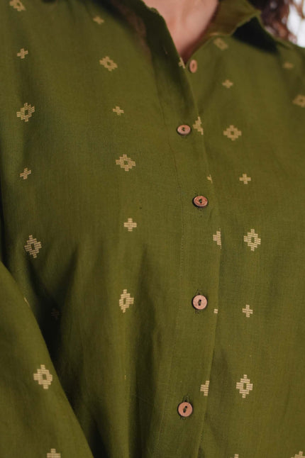Olive Green Jamdani Buti Shirt