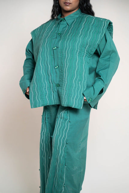 Egeria Power Shoulder Quilted Shacket