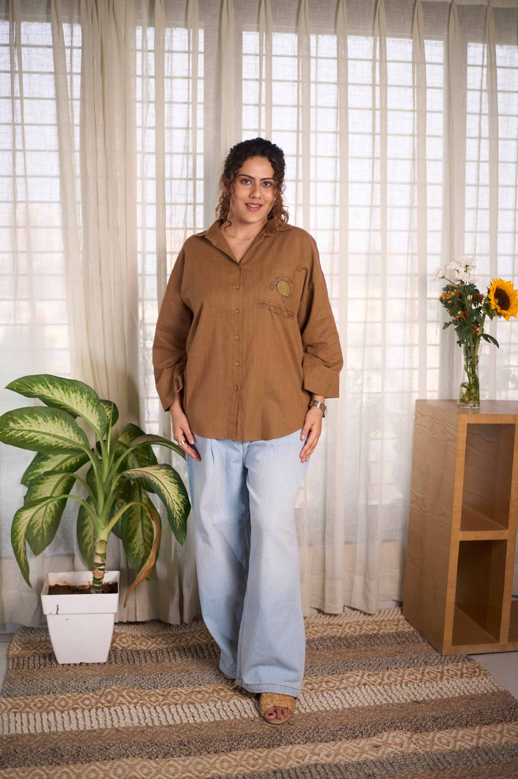 Turtle life Hand-Embroidered Shirt