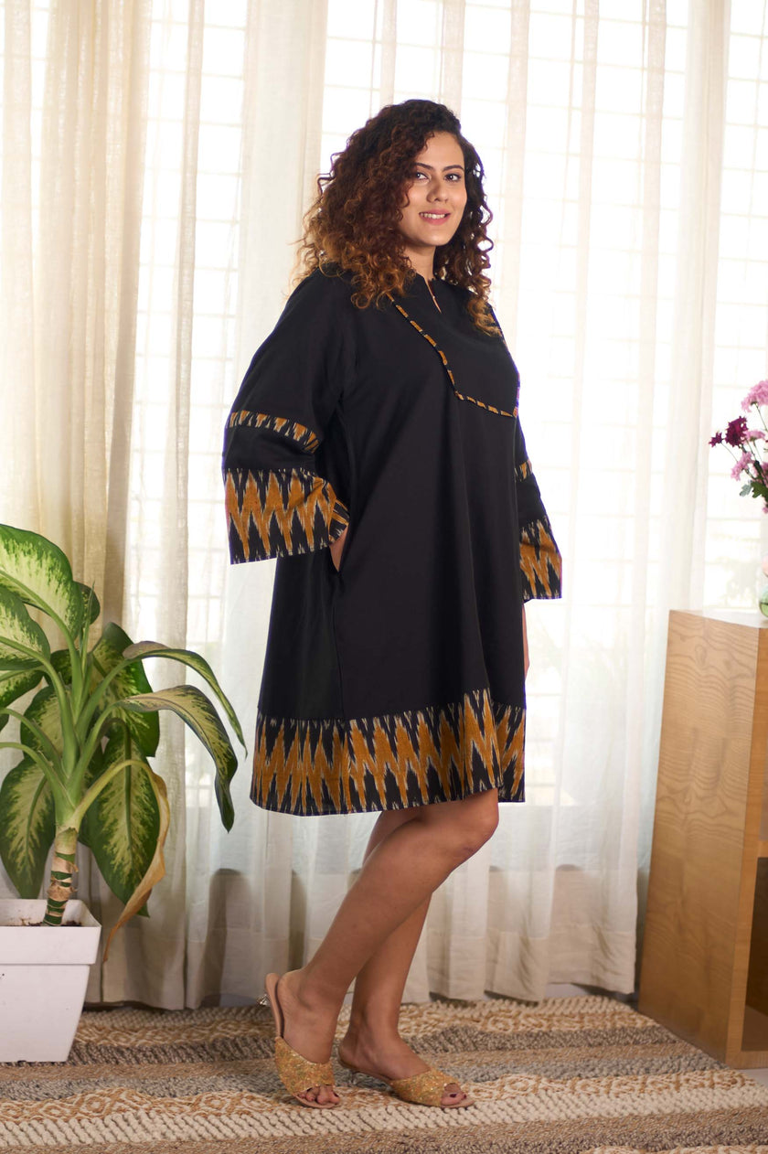 Ikat Black Yellow Dress