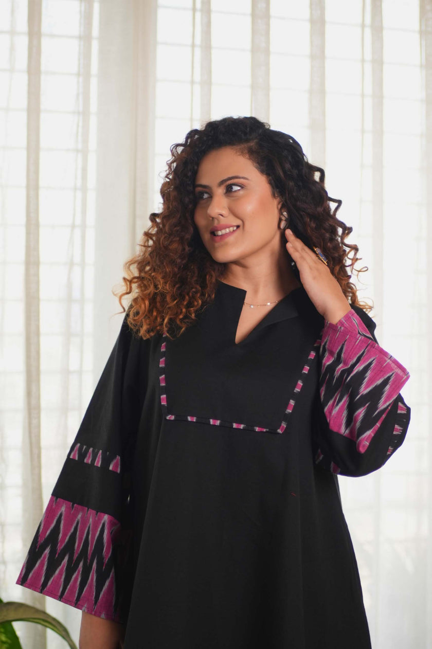 Ikat Black Pink Dress
