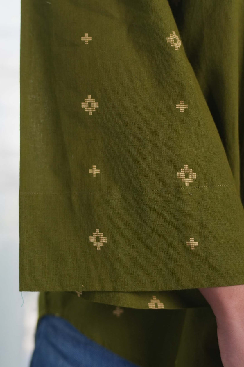 Olive Green Jamdani Buti Shirt