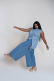 Mystic Ocean Blue Quilted Pant