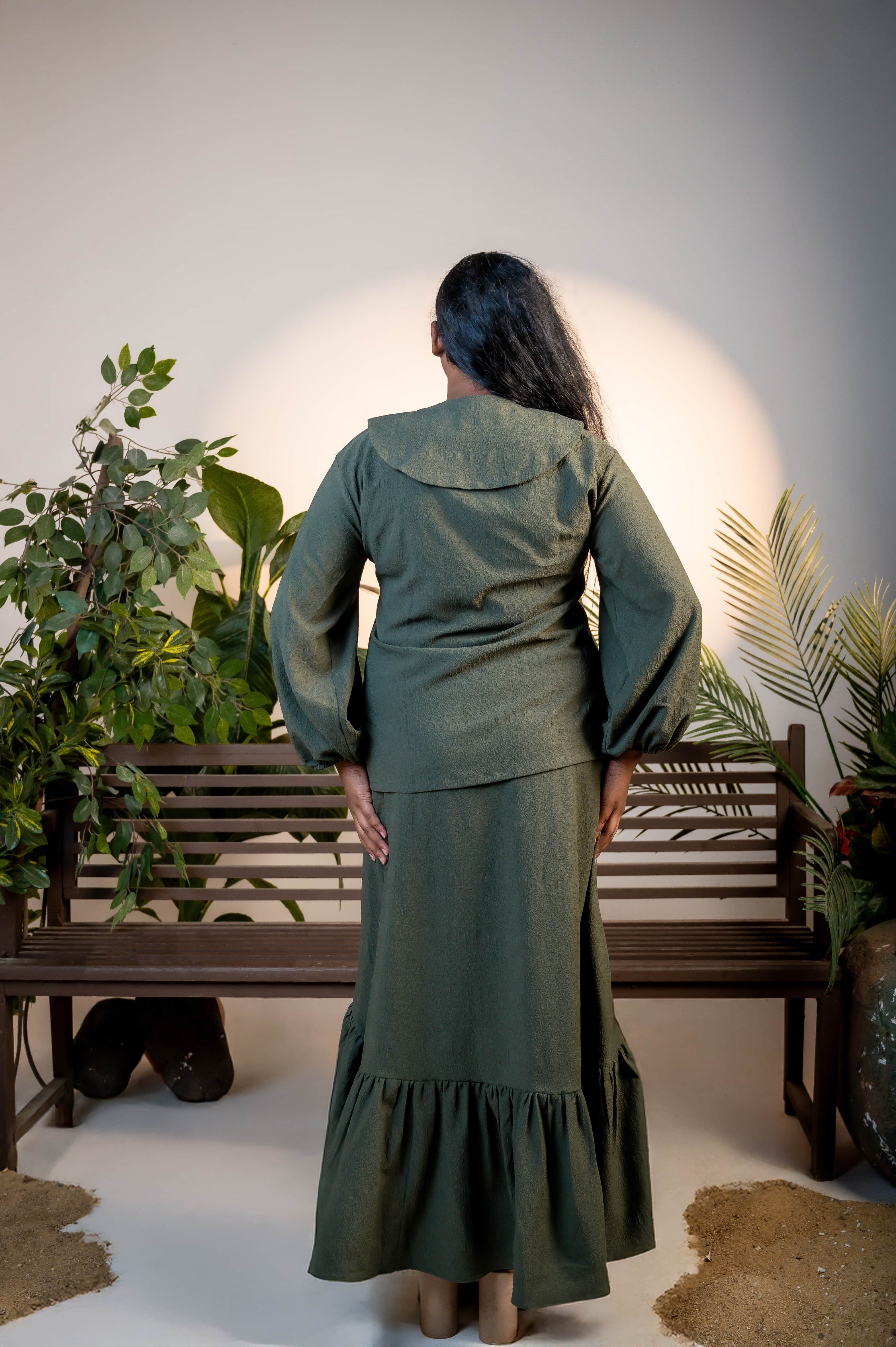 Tidal Whispers Olive Green Co-Red Set