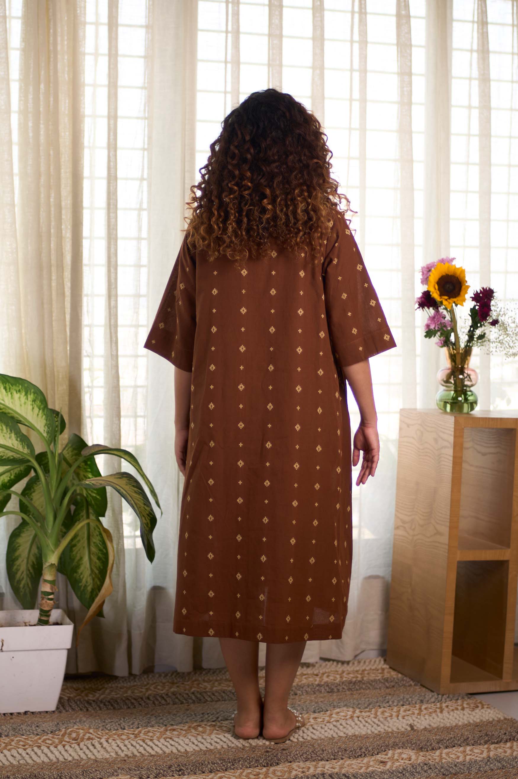 Jamdani Brown Buti Dress