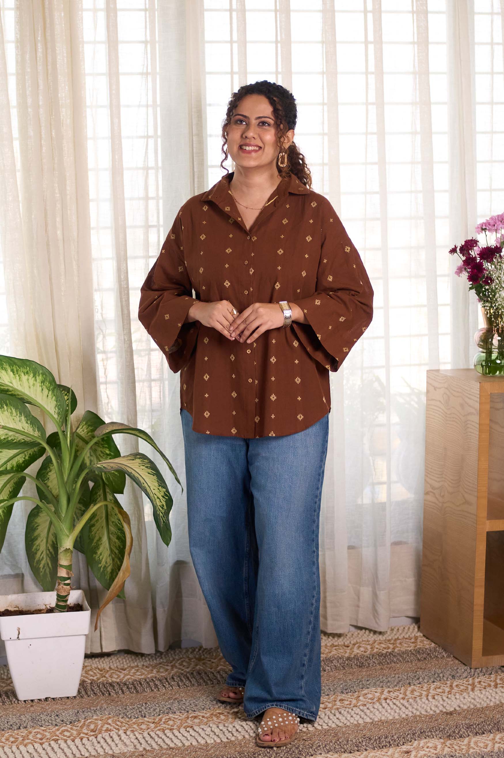 Brown Jamdani Buti Shirt