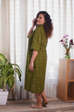 Jamdani Olive Green Buti Dress