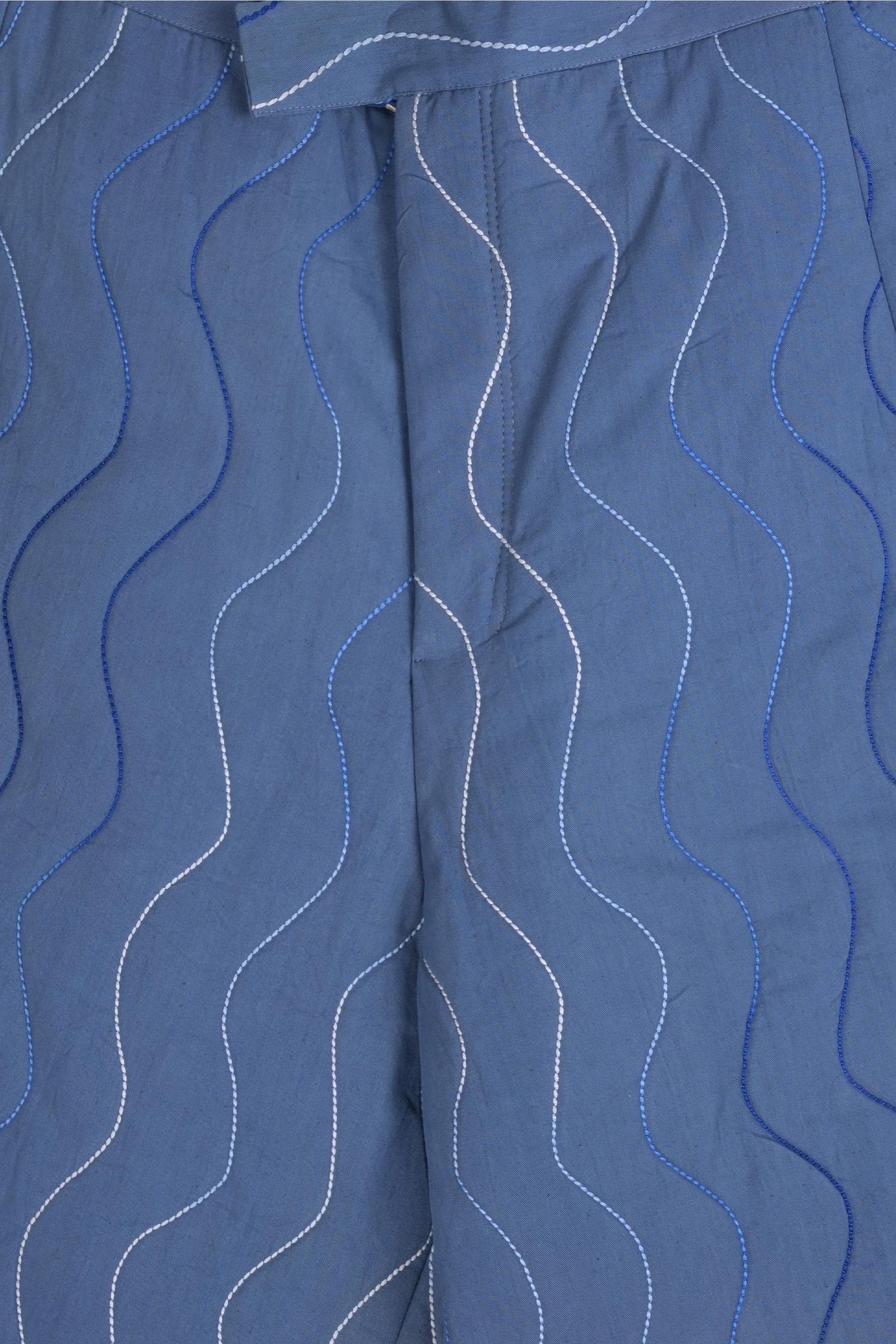 Mystic Ocean Blue Quilted Pant