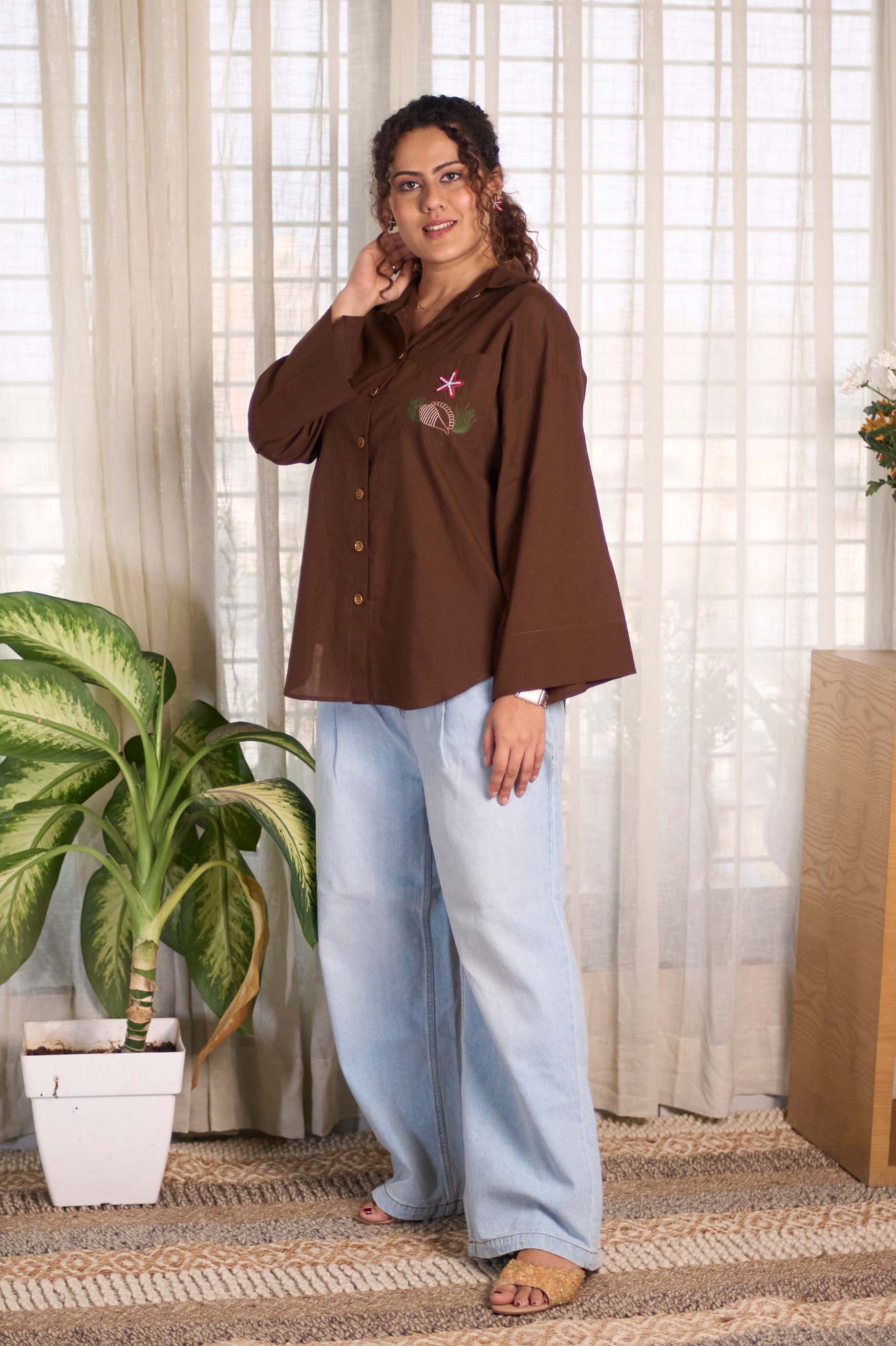 Soft Reef Hand-Embroidered Shirt