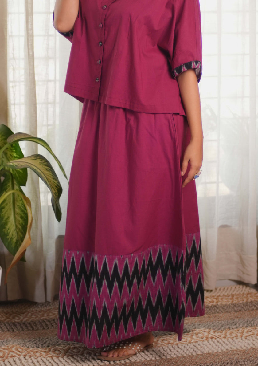 Ikat Pink Black Skirt Set