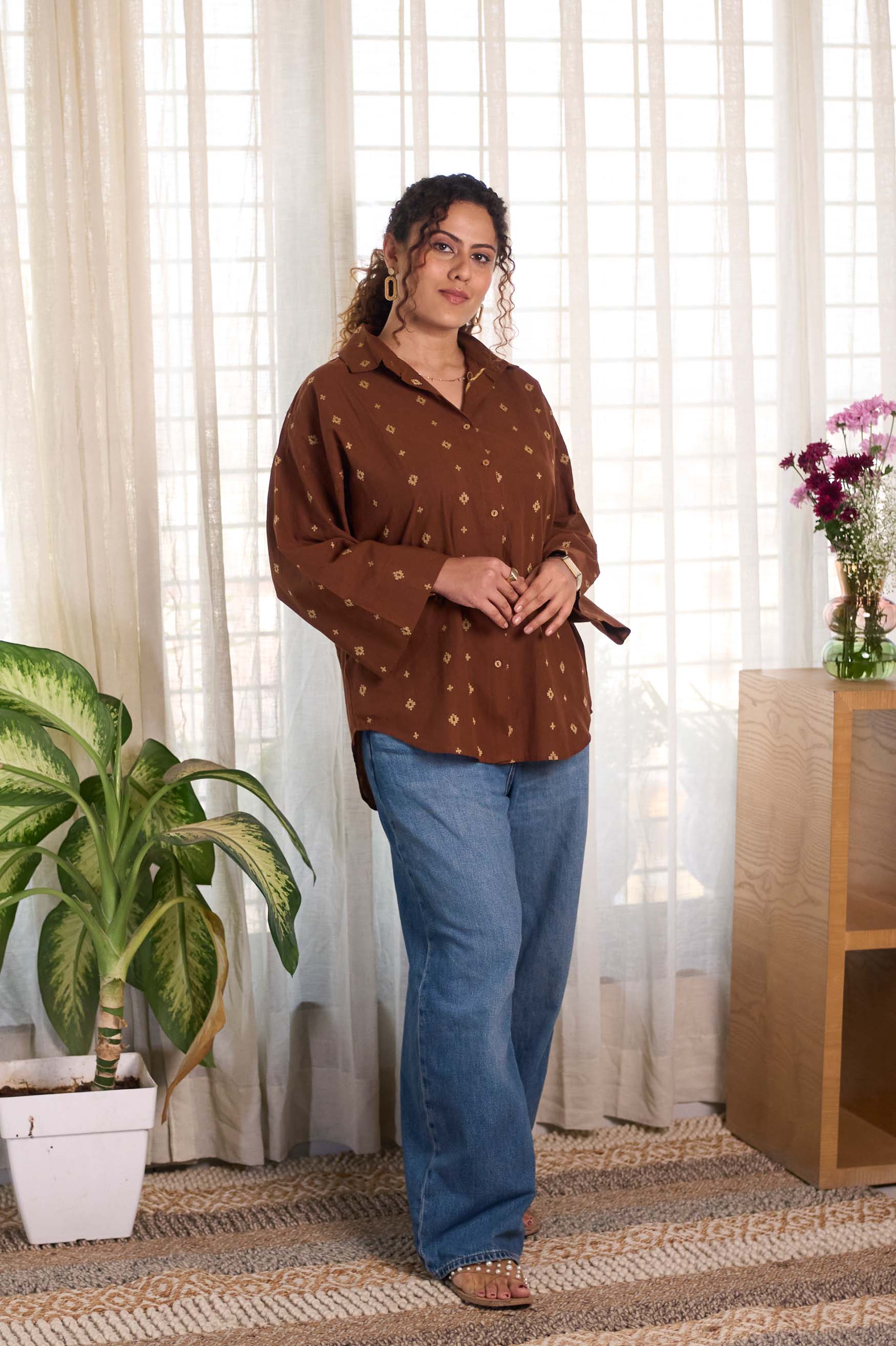 Brown Jamdani Buti Shirt