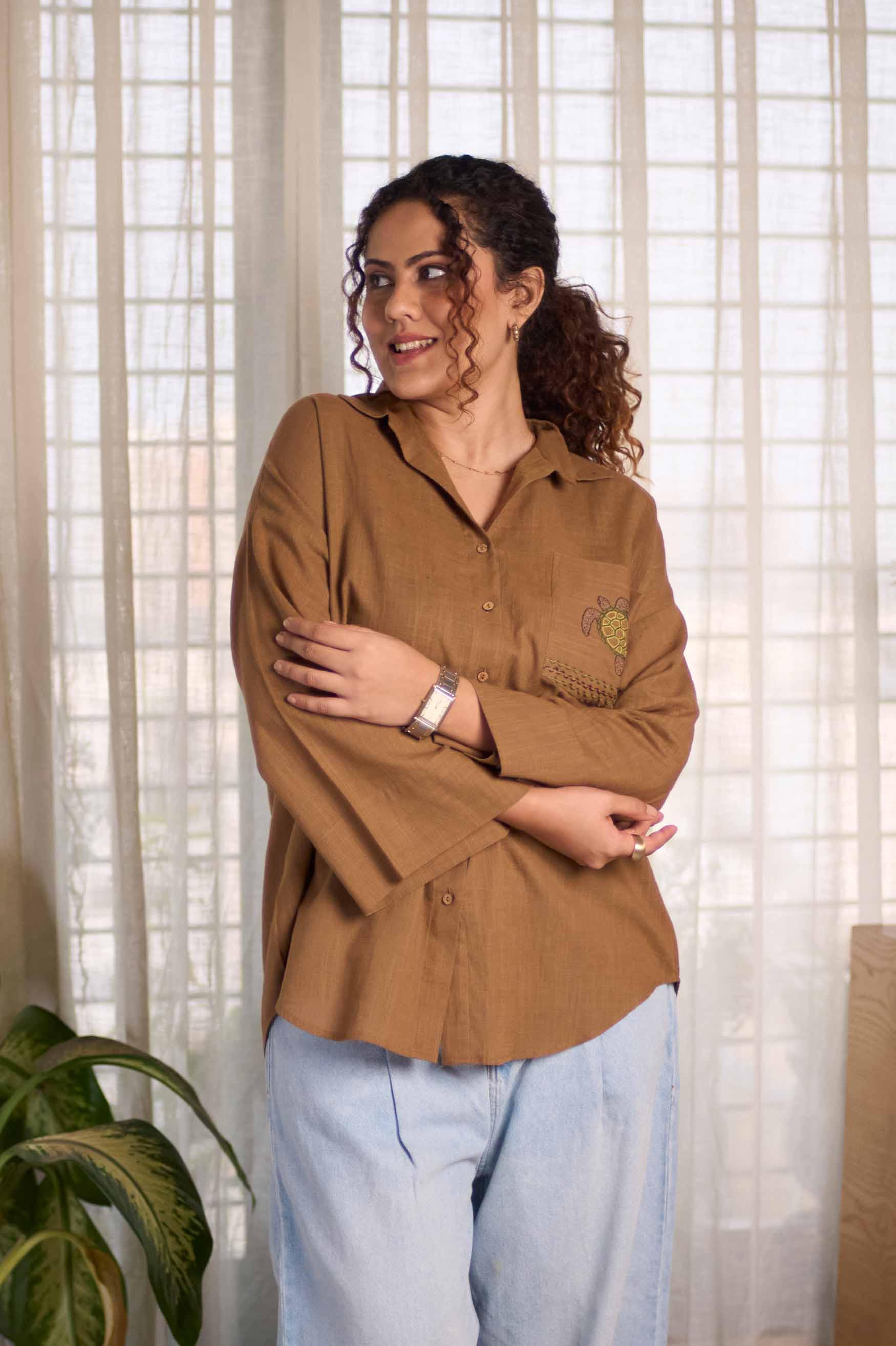 Turtle life Hand-Embroidered Shirt