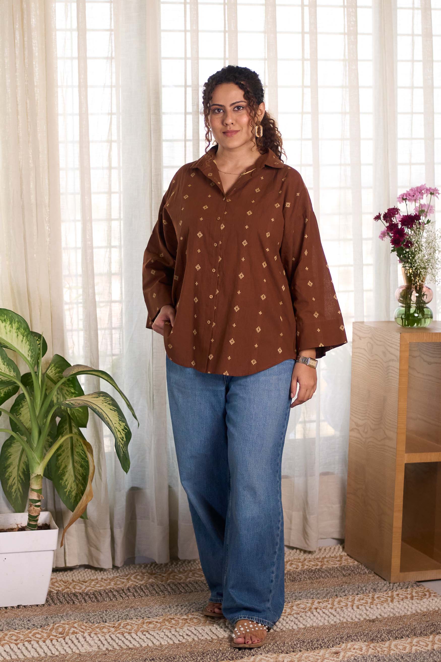 Brown Jamdani Buti Shirt