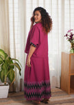 Ikat Pink Black Skirt Set