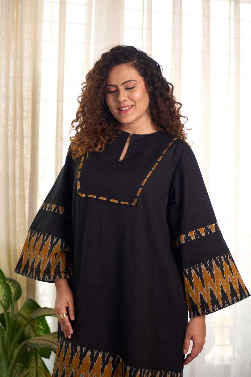 Ikat Black Yellow Dress