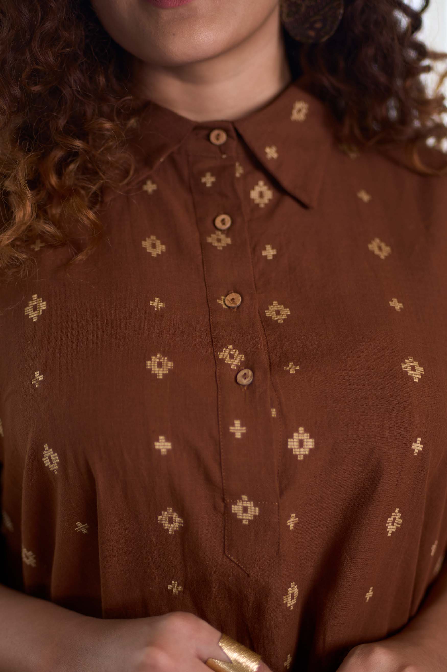 Jamdani Brown Buti Dress