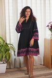 Ikat Black Pink Dress
