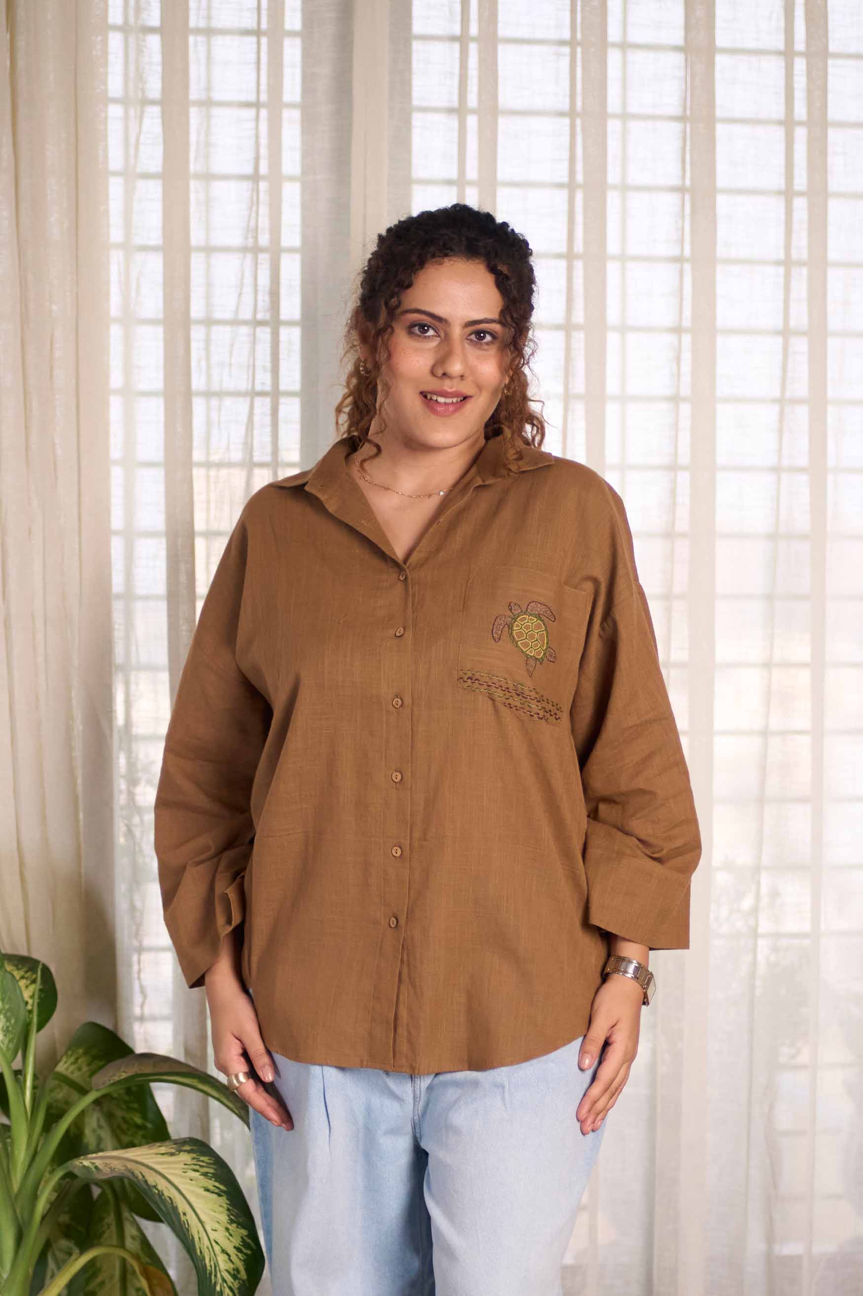 Turtle life Hand-Embroidered Shirt