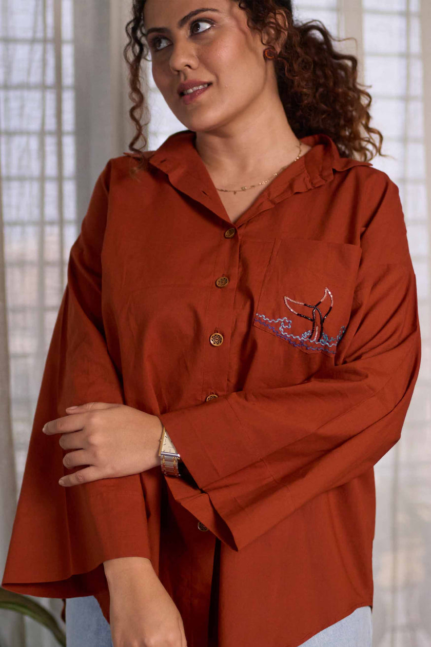 Killer Whale Hand-Embroidered Shirt