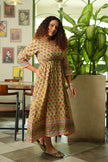 Sunehri Blossom Midi Dress