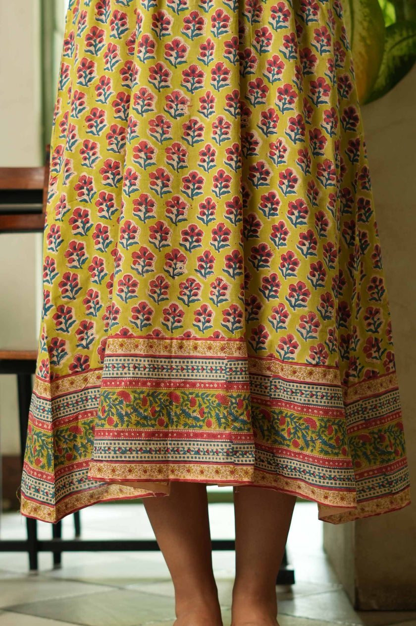 Sunehri Blossom Midi Dress