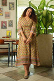Sunehri Blossom Midi Dress