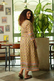 Sunehri Blossom Midi Dress
