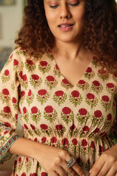 Laal Phool Midi Dress