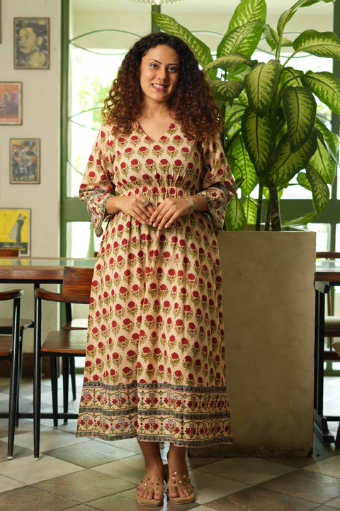Laal Phool Midi Dress