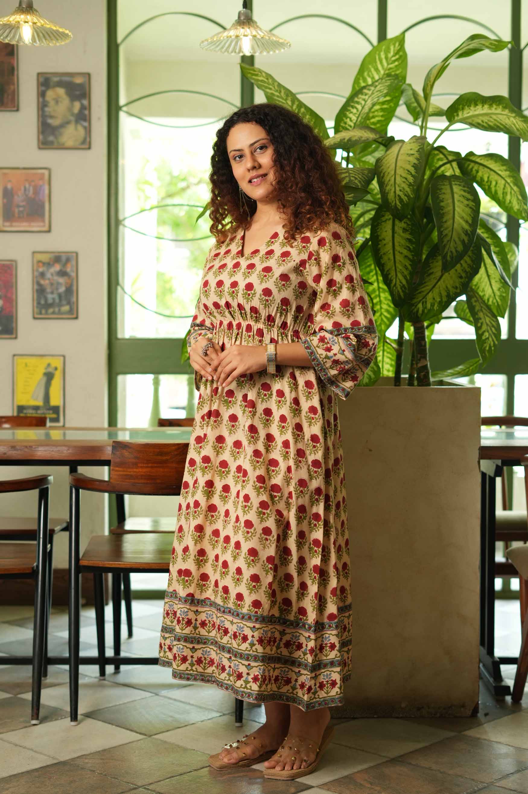 Laal Phool Midi Dress