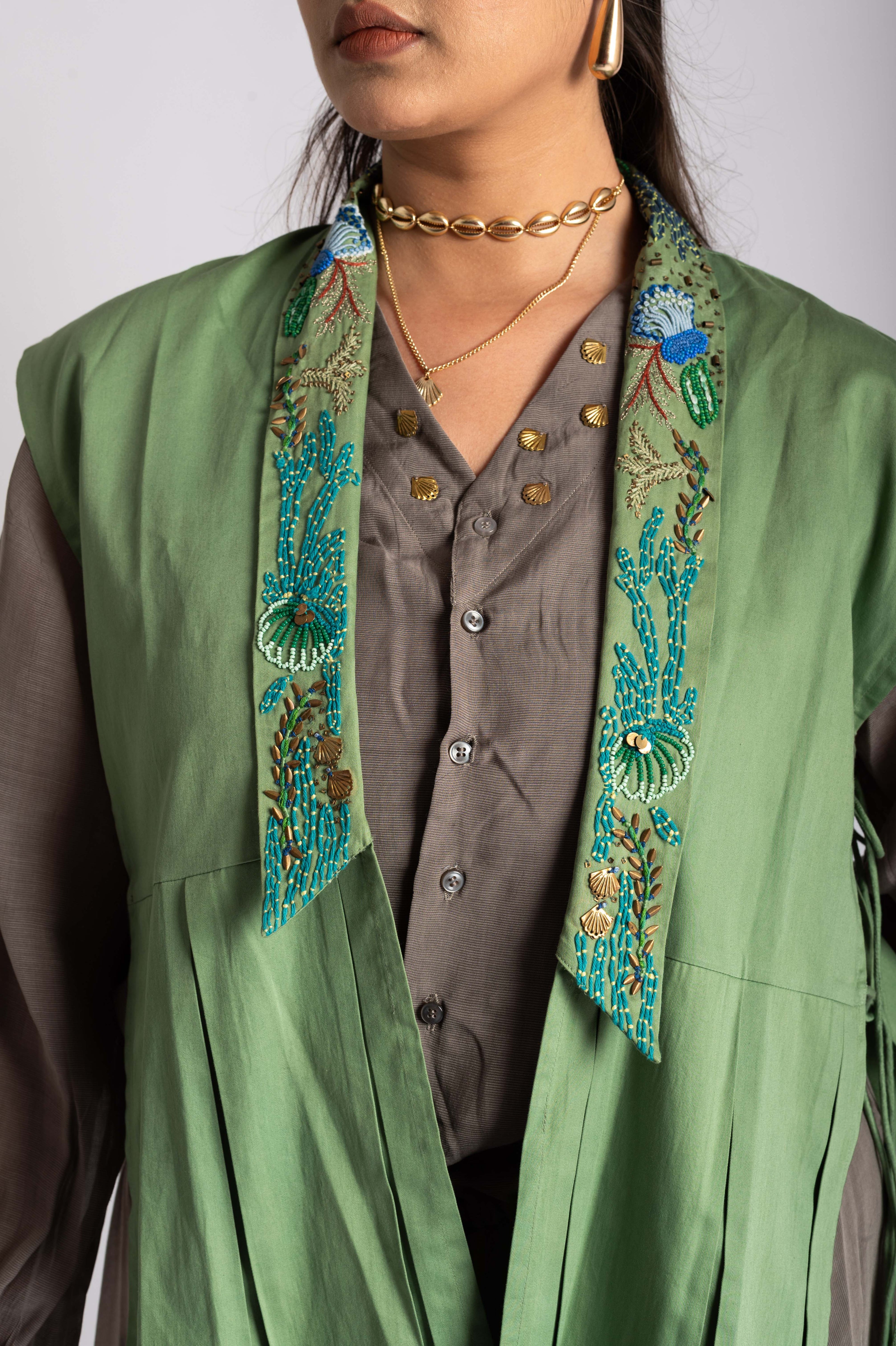 Ocean Embrace Hand Embroidered Jacket