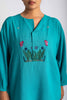 Ocean Garden Hand Embroidered Blue Top