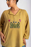 Ocean Garden Hand Embroidered Yellow Top