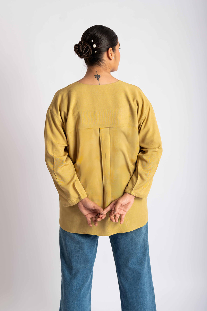 Ocean Garden Hand Embroidered Yellow Top