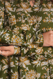 Olive Folklore Churidar-Sleeve Kurta Set