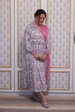 Ikat X Pink Lotus Hand-block Printed Dress
