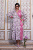Ikat X Pink Lotus Hand-block Printed Dress