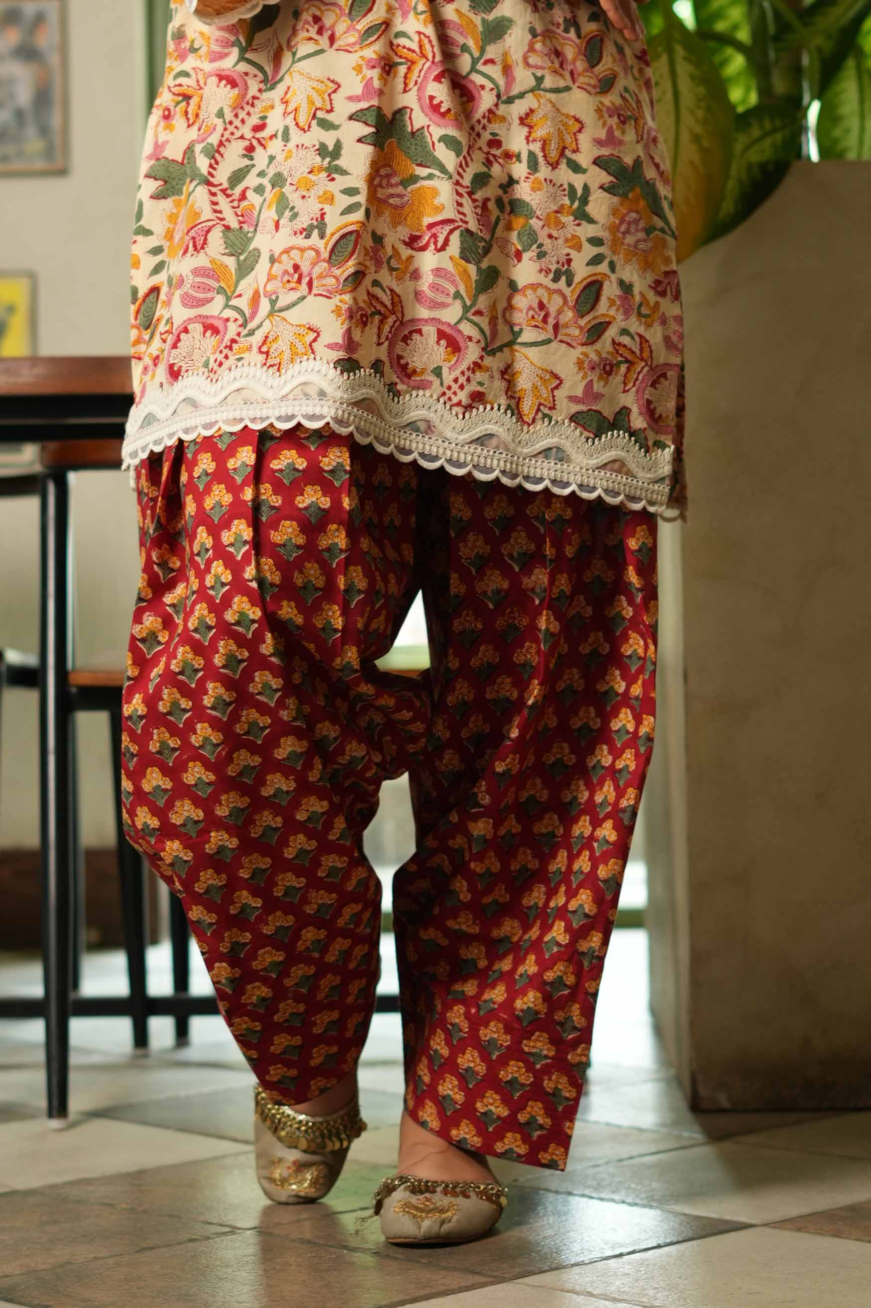 Laal Gulzaar Hand-Block Farshi Set