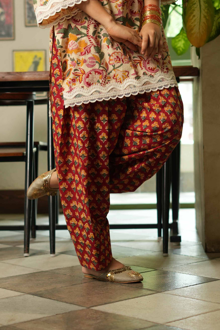 Laal Gulzaar Hand-Block Farshi Set